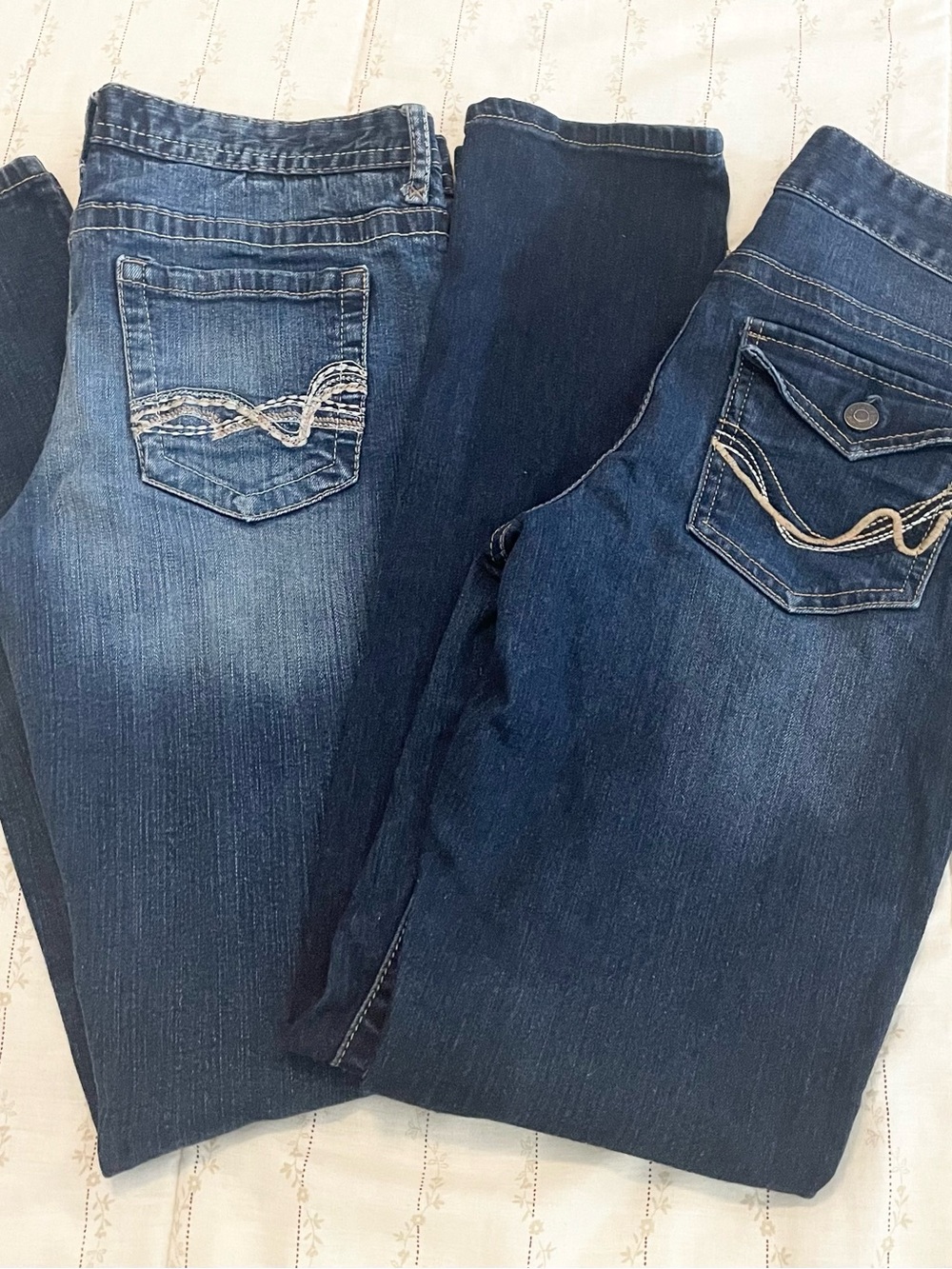 Premiere Womens Mid Low Rise Skinny Jeans Dark Wash Whiskered Denim 7/8L 7/8 L